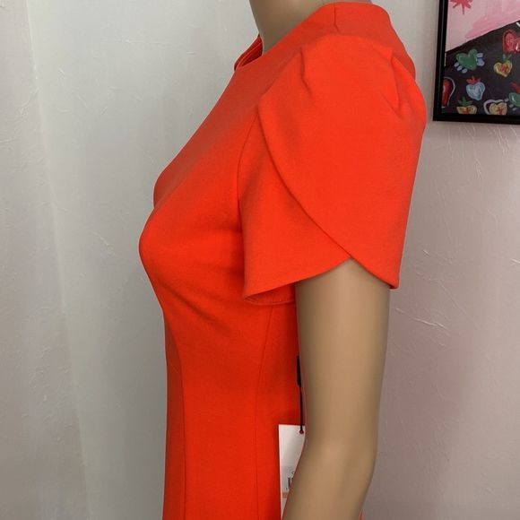Calvin Klein Tulip Sleeve Sheath Dress Cocktail Spicy Orange Womens Size 2 - Picture 7 of 10
